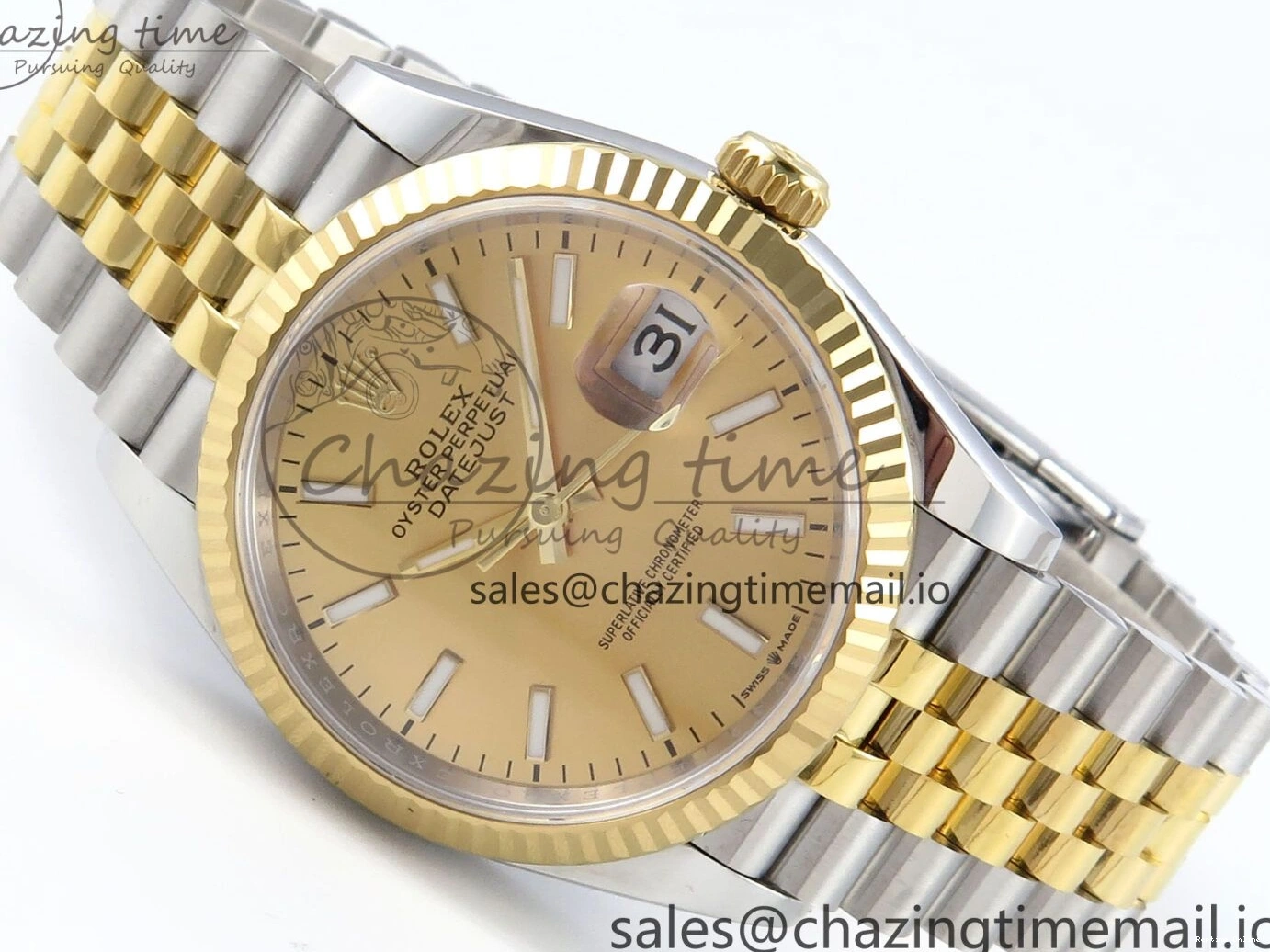 1225 Resilient DateJust 36 126233 EWEF Best Edition YG Stick Dial on SS YG Jubilee Bracelet A 624